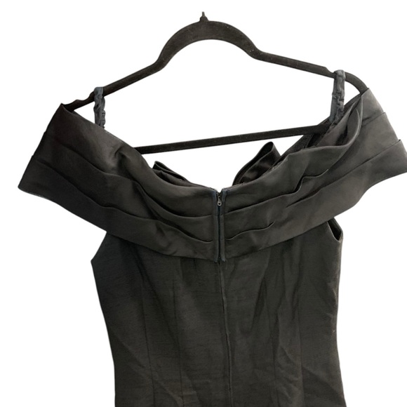 AJ Bari Vtg 90s Black Off the Shoulder Big Bow Accent Cocktail Party Dress Sz 8 - Picture 5 of 10